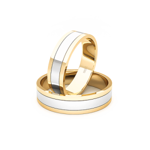 Argollas de matrimonio - Argollas Oro 18kt Bicolor Diva Tubo 5,0mm Oro Amarillo. - Joyería Cáceres Salazar