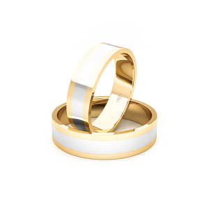 Argollas de matrimonio - Argollas Oro 18kt Bicolor Queen Ingles 5,0mm Oro Amarillo. - Joyería Cáceres Salazar