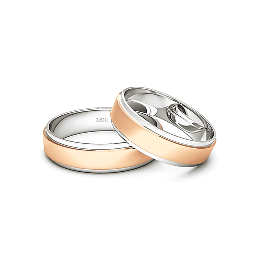 Argollas de matrimonio - Argollas Oro 18kt Bicolor Marquise Ingles 5,0mm Oro Rosa Miel. - Joyería Cáceres Salazar